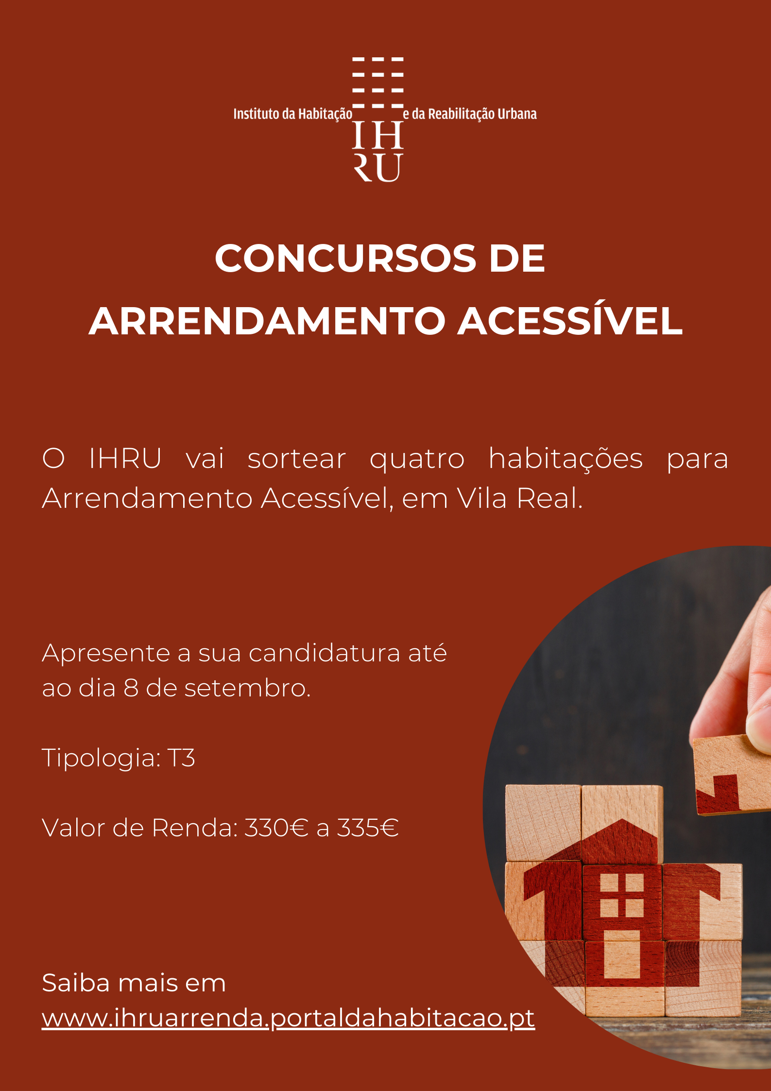 IHRU VAI SORTEAR 4 HABITAÇÕES PARA ARRENDAMENTO ACESSÍVEL EM VILA REAL